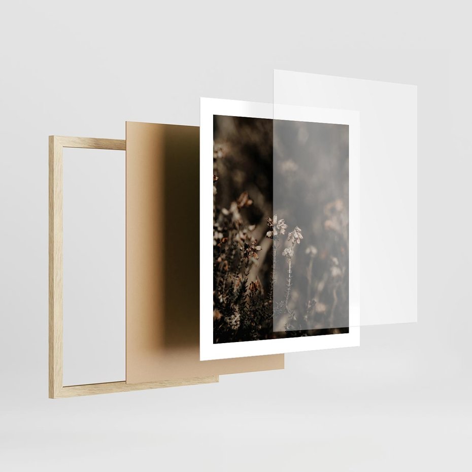 Plakat w ramie 40x50 - Jesienny Urok - suche trawy, jesienny pejzaż - rama drewno