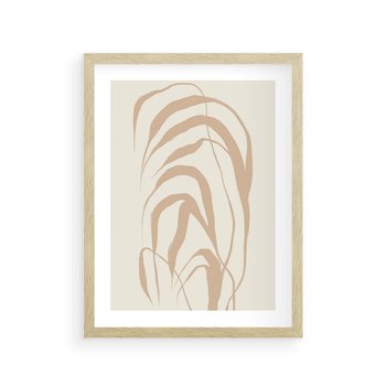 Plakat w ramie 30x40 - Formy Nowoczesności - minimalistyczny plakat, liście palmy - rama drewno