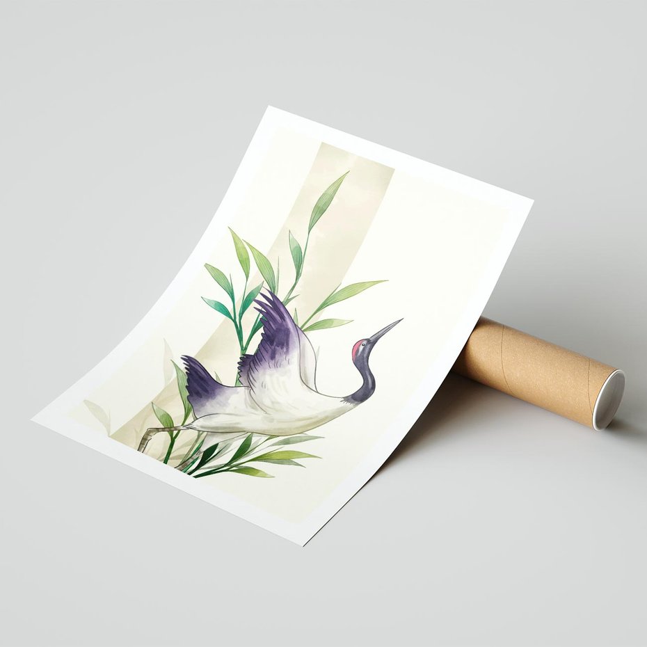 Plakat bez ramy 50x70 - Migocące Ptaki - japońska sztuka, ptak