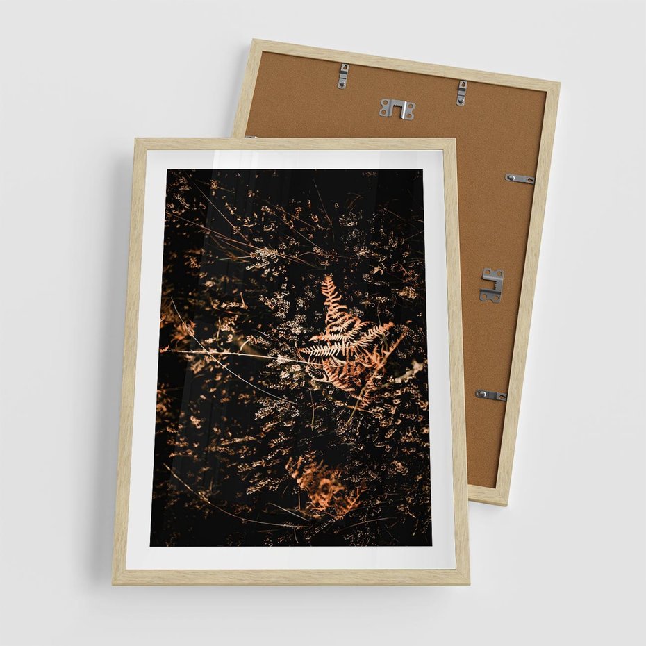 Plakat w ramie 50x70 - Jesienna Melodia - suche trawy, paprocie - rama drewno