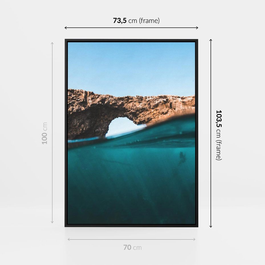 Obraz w ramie 70x100 - Tajemnicza Podwodna Kraina - fotografia, podwodna jaskinia - rama czarna