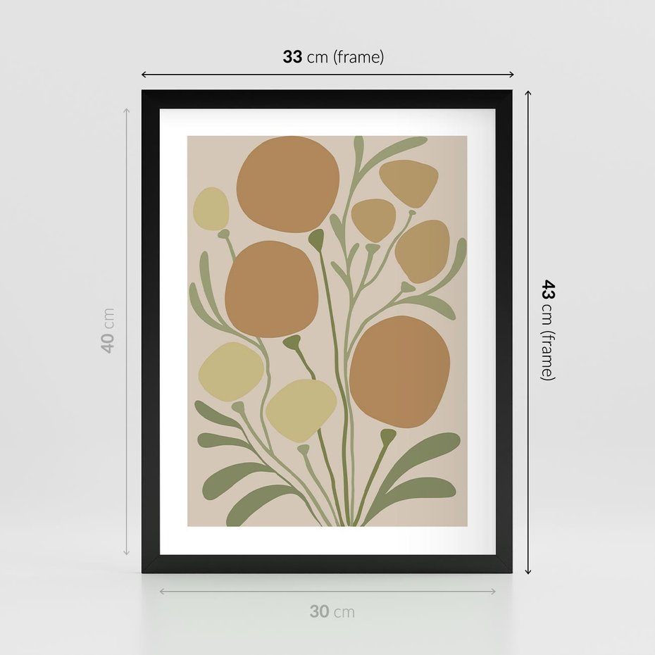 Plakat w ramie 30x40 - Uspokojenie Wśród Roślin - nowoczesny plakat, roślinność - rama czarna