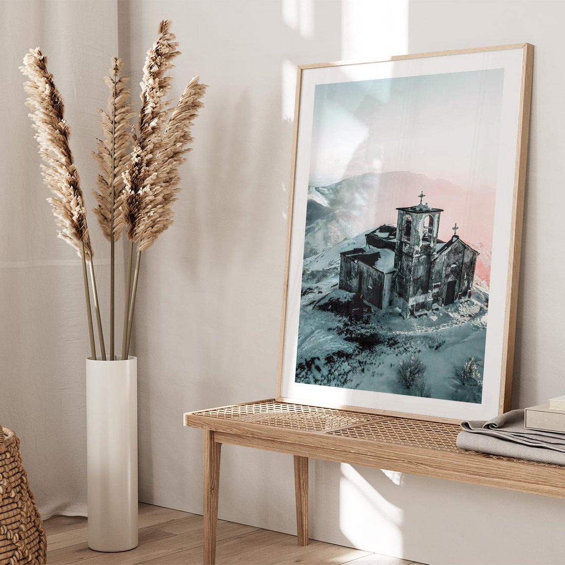 Plakat w ramie 40x50 - Stary Kościół w Górach - stary kościół, ruiny - rama drewno