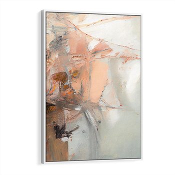 Obraz w ramie 80x120 - Taniec księżycowego pyłu - abstrakcja, tekstury farb - rama biała