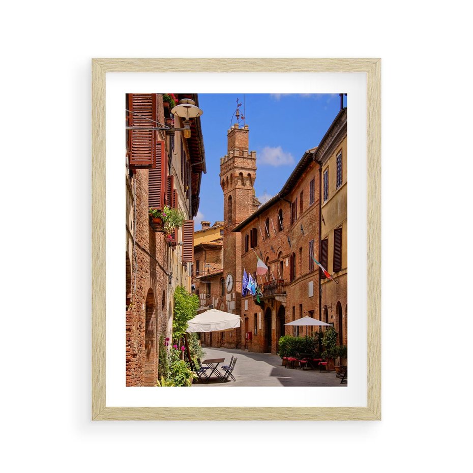 Plakat w ramie 40x50 - Urok włoskich uliczek - włoskie, uliczki - rama drewno