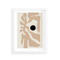 Plakat w ramie 30x40 - Eksploracja Abstrakcji - beżowa absrakcyjna kompozycja, czarny akcent - rama biała