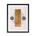 Plakat w ramie 50x70 - Minimalistyczna Monstera: Złoty Prostokąt - liść monstery, minimalizm - rama czarna