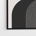 Obraz w ramie 70x100 - Przenikająca Rzeczywistość - abstrakcyjna kompozycja, okręgi i półokręgi - rama czarna