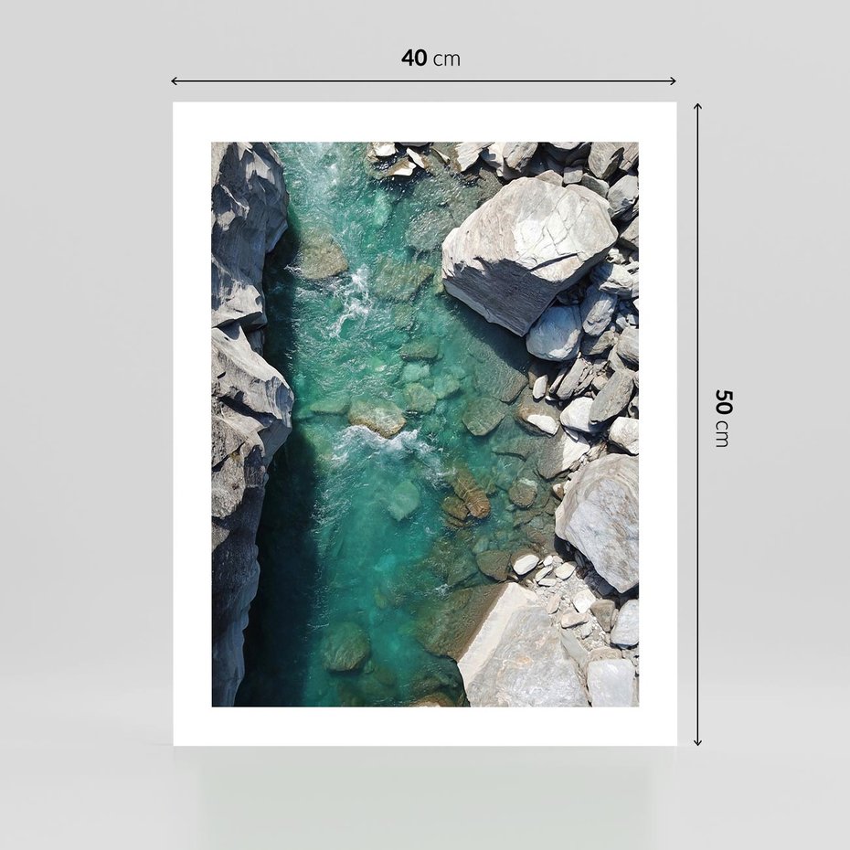 Plakat bez ramy 40x50 - Spotkanie natury i siły - rzeka, skały