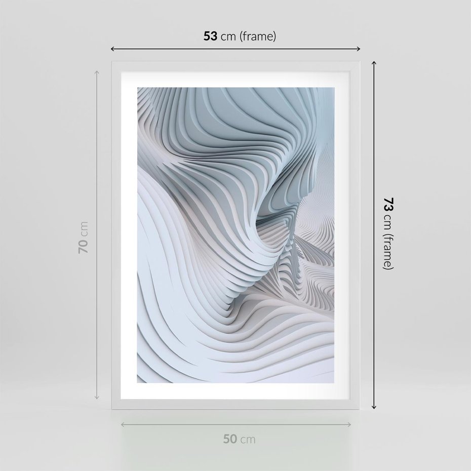 Plakat w ramie 50x70 - Abstrakcyjne Przestrzenie - geometria, 3D - rama biała