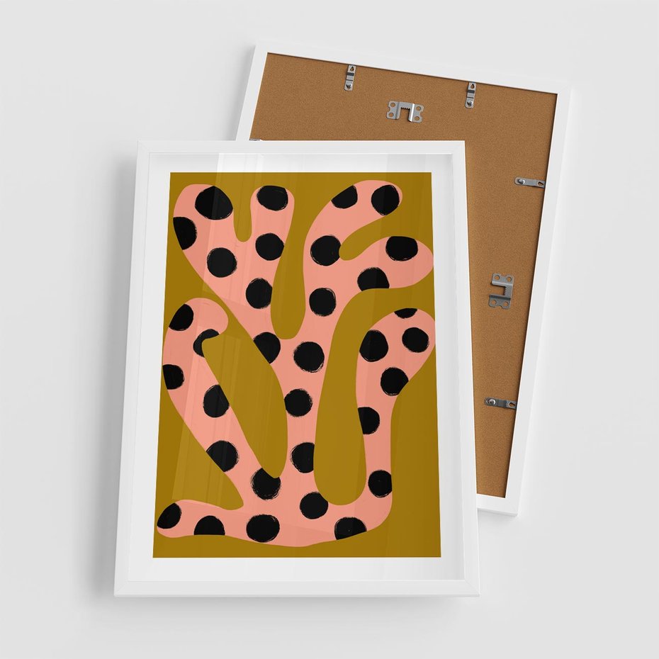 Plakat w ramie 50x70 - Rozkwitająca Wolność Boho - abstrakcyjne boho kształty, dziwne - rama biała