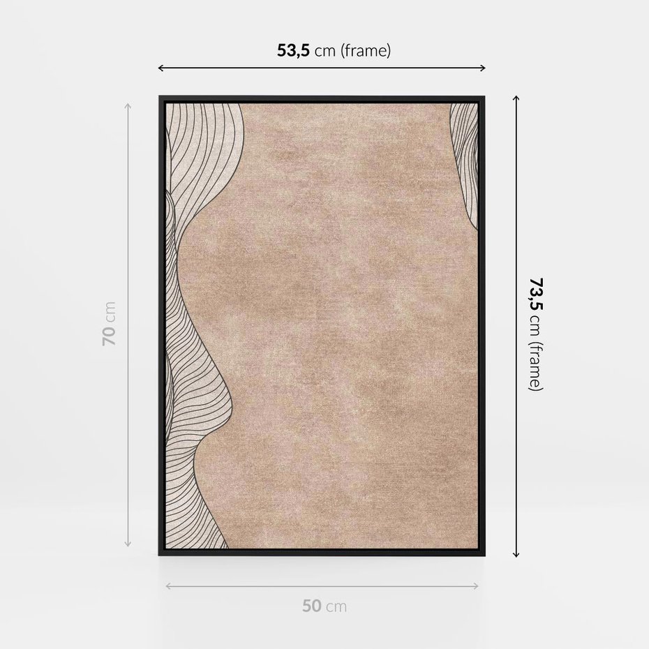 Obraz w ramie 50x70 - Symfonia uczuć i kształtów - delikatna kompozycja, falujące linie - rama czarna