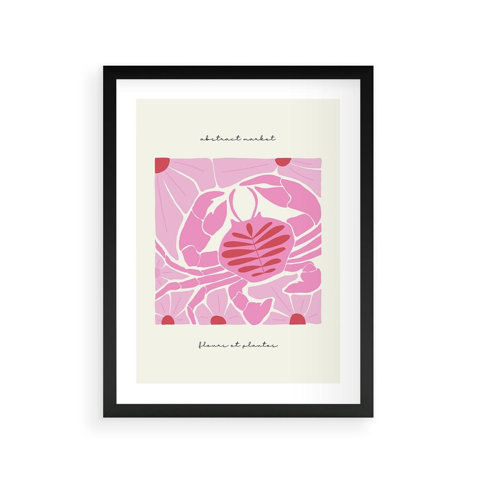 Plakat w ramie 30x40 - Rozświetlone Impresje - abstrakcyjny plakat, krab - rama czarna