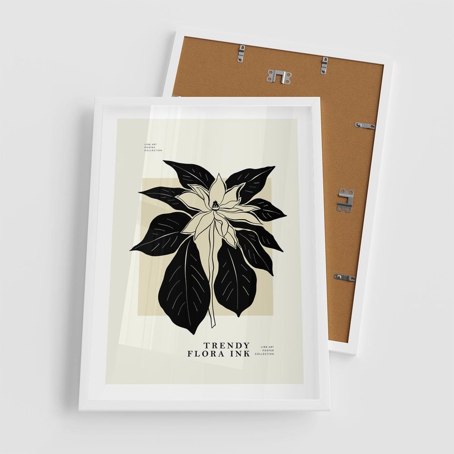 Plakat w ramie 50x70 - Melancholia przerywanych linii - wiaty, typografia - rama biała