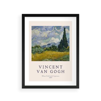 Plakat w ramie 30x40 - Pole z Cyprysami - reprodukcja obrazu, van gogh - rama czarna