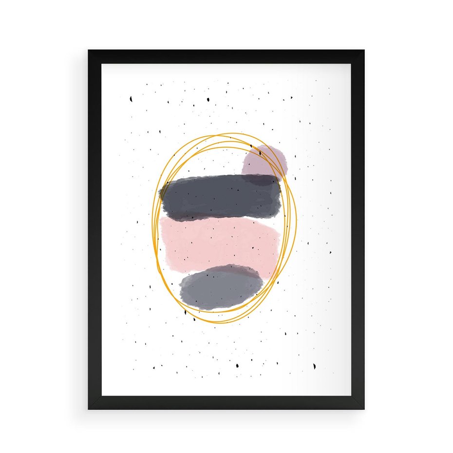 Plakat w ramie 50x70 - Migocące Odbicia - abstrakcyjna kompozycja, jak ręcznie malowana - rama czarna