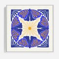 Obraz w ramie 50x50 - Księga Abstrakcji - abstrakcyjna boho kompozycja, granatowe ćmy - rama biała