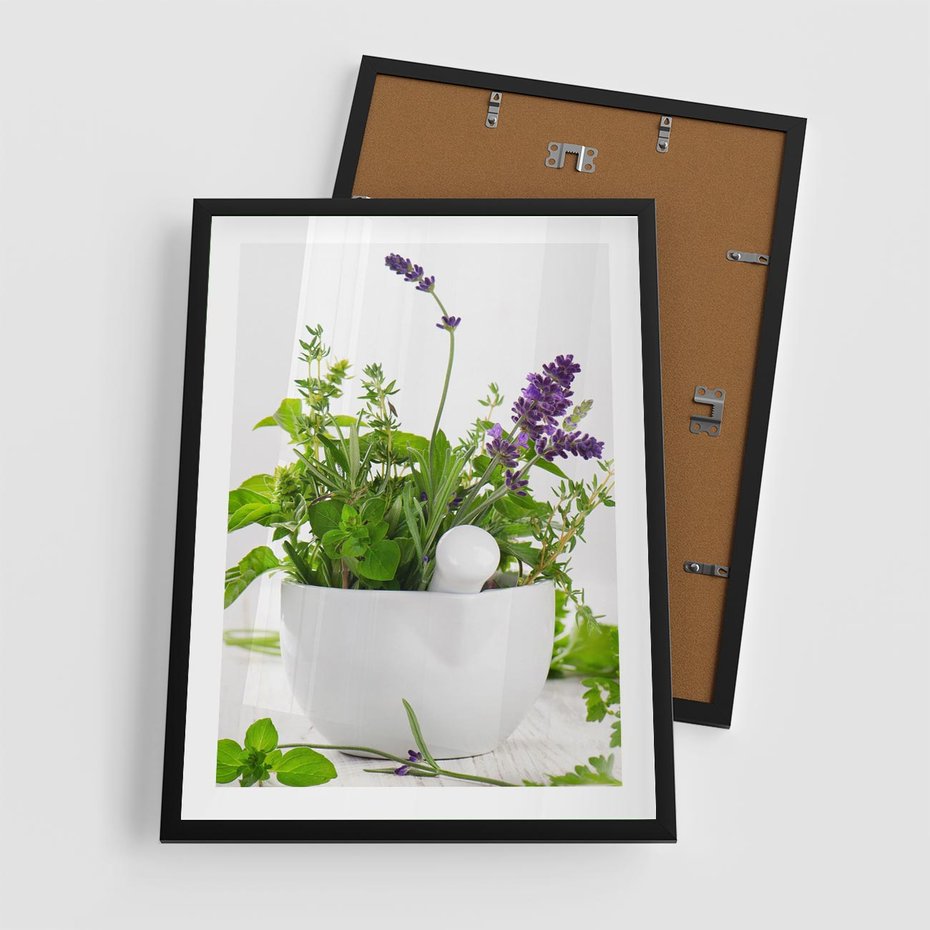 Plakat w ramie 50x70 - Kwiaty i zioła w restauracji - kwiaty, zioła - rama czarna