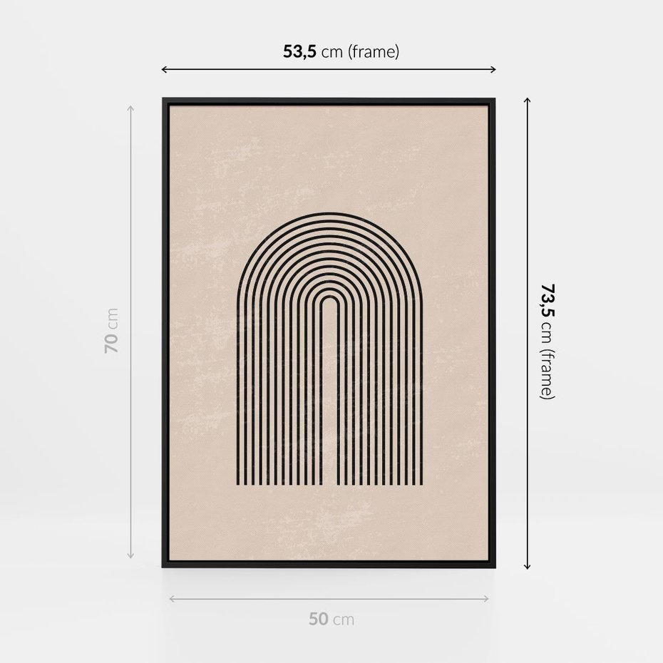 Obraz w ramie 50x70 - Migocące Echa - abstrakcyjne linie, geometria - rama czarna