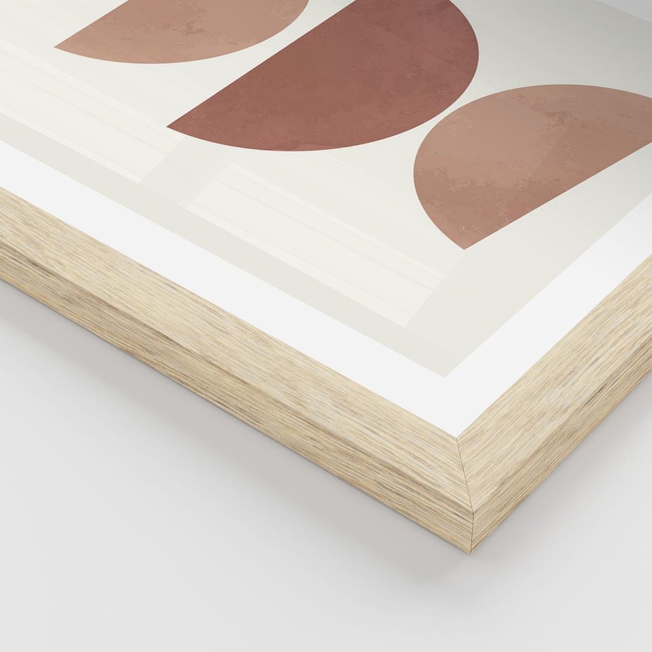 Plakat w ramie 30x40 - Abstrakcyjne Widzenia - abstrakcyjne geometryczne kształty, odcienie brązu i beżu - rama drewno