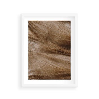 Plakat w ramie 30x40 - Pampasowy Brąz - suche trawy, trawa pampasowa - rama biała