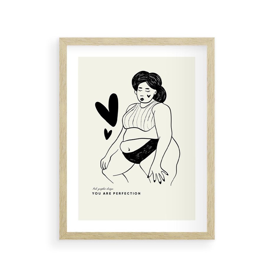 Plakat w ramie 30x40 - Wyrażenie Piękna - rysunek, sztuka nowoczesna - rama drewno