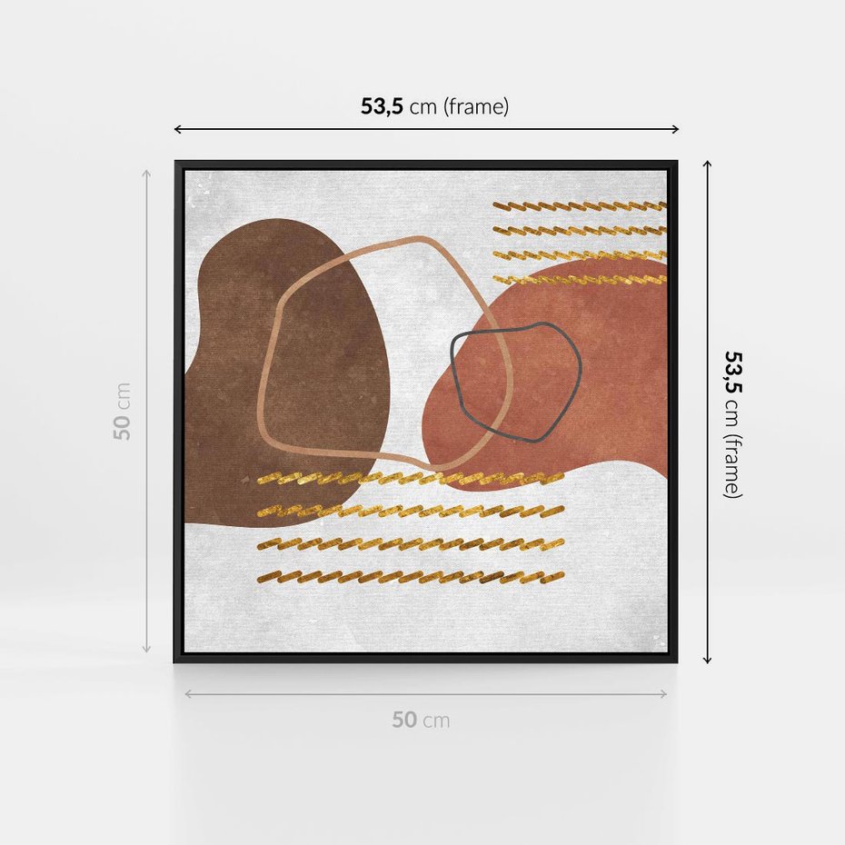 Obraz w ramie 50x50 - Odbicie światła serca - abstrakcyjne rozlane plamy, boho styl - rama czarna