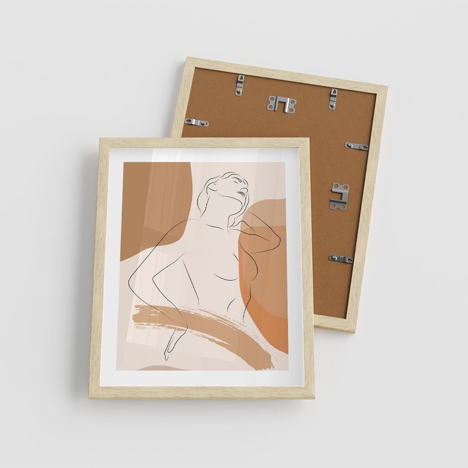 Plakat w ramie 40x50 - Sztuka Prostoty - kobieta, szkic - rama drewno