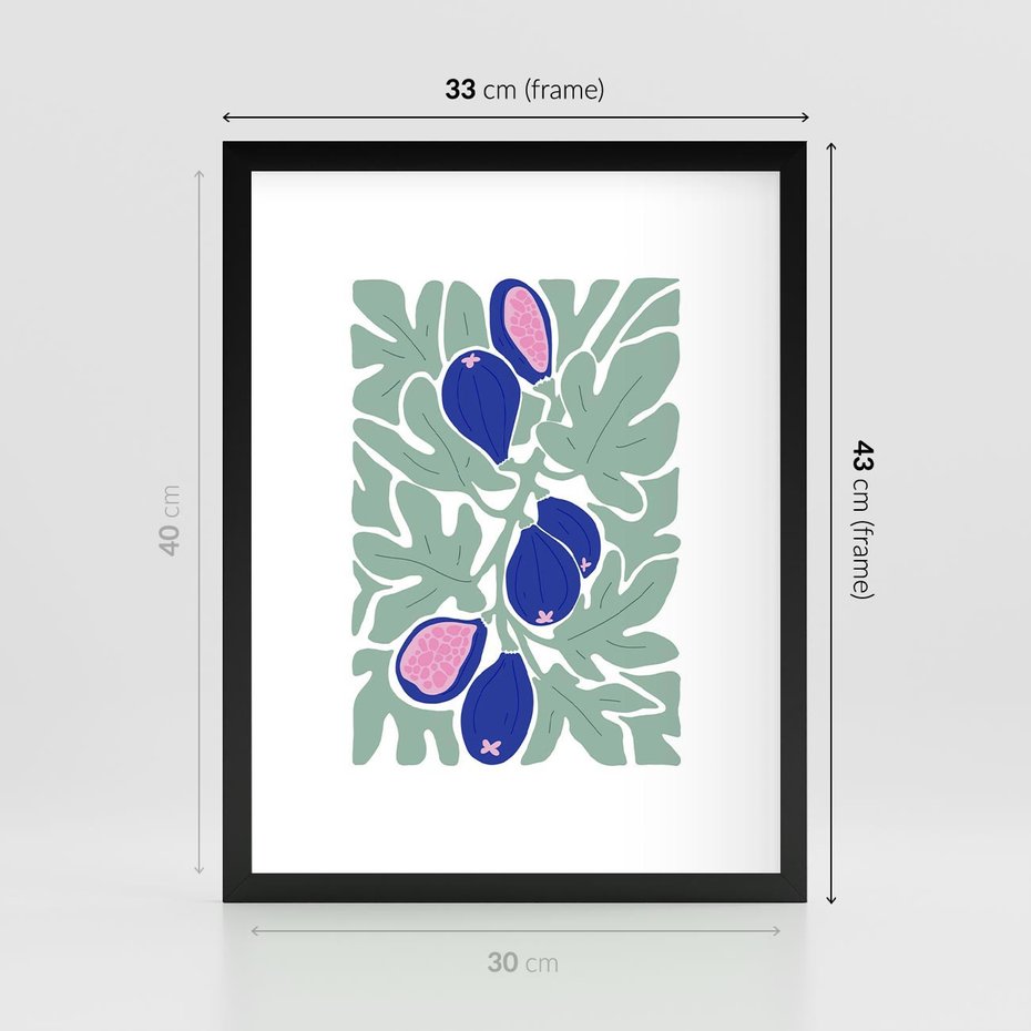 Plakat w ramie 30x40 - Figi Fioletu - figi, sztuka nowoczesna - rama czarna