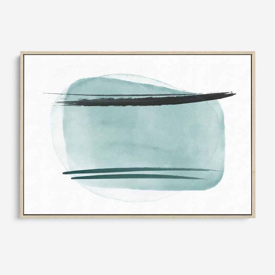 Obraz w ramie 70x50 - Turkusowy Świat - minimlizm, abstrakcja - rama drewno