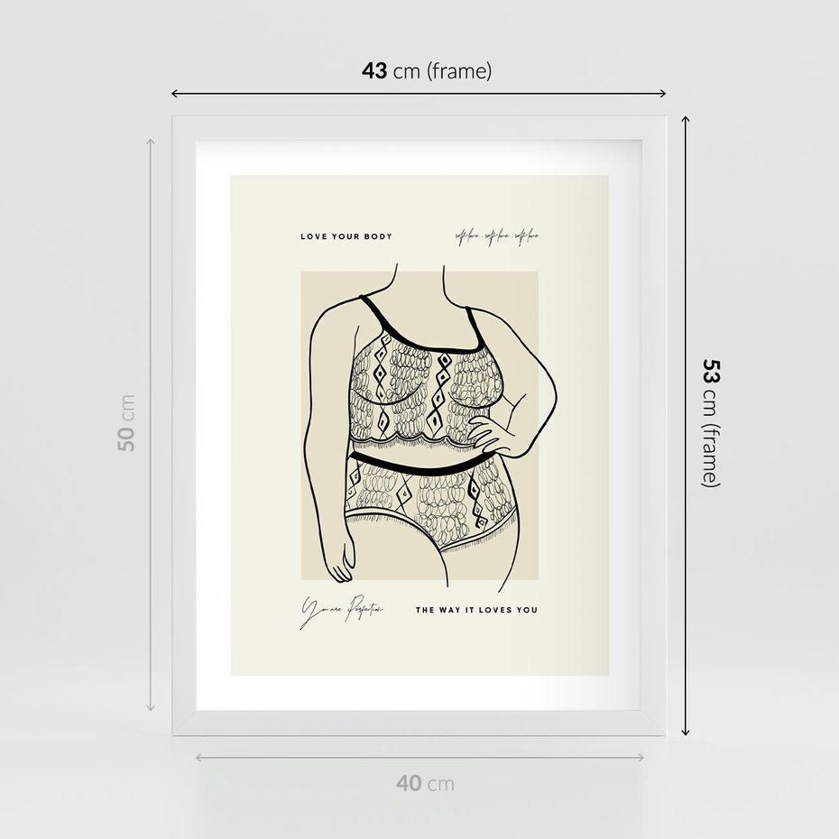 Plakat w ramie 40x50 - Spojrzenia Wewnętrznych Widoków - nowoczesna sztuka kobieca, plakat - rama biała