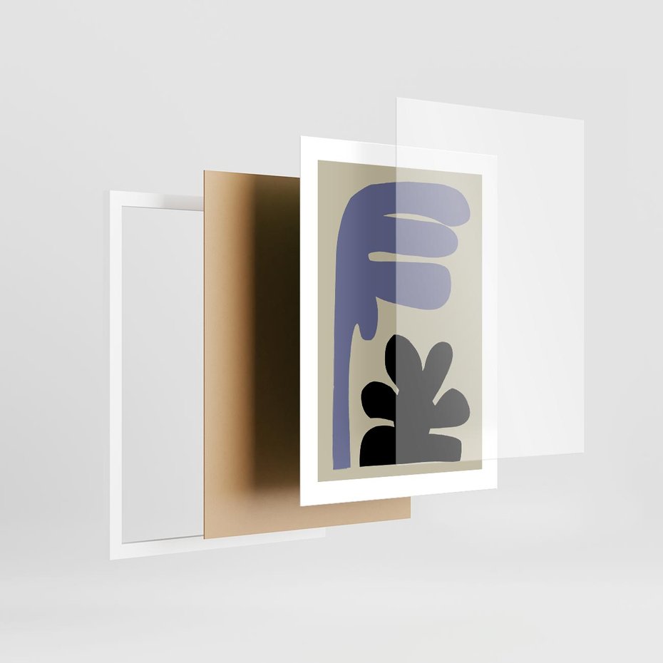 Plakat w ramie 30x40 - Abstrakcyjne Interakcje Form - minimalizm, boho plakat - rama biała