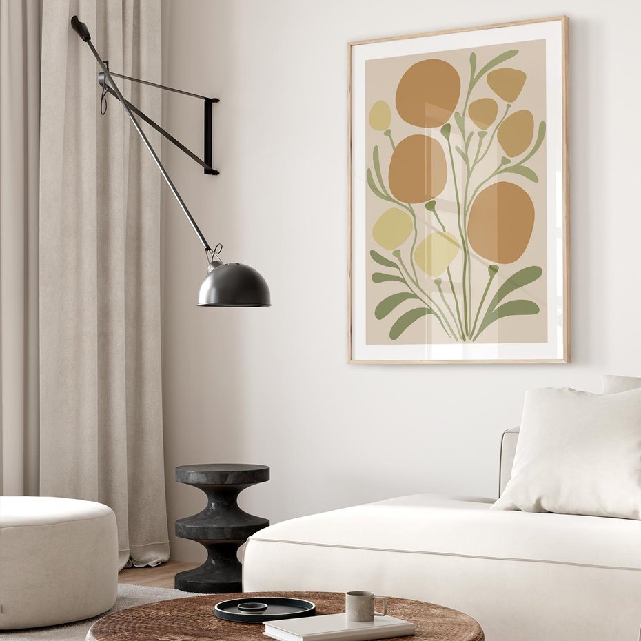 Plakat w ramie 30x40 - Uspokojenie Wśród Roślin - nowoczesny plakat, roślinność - rama drewno