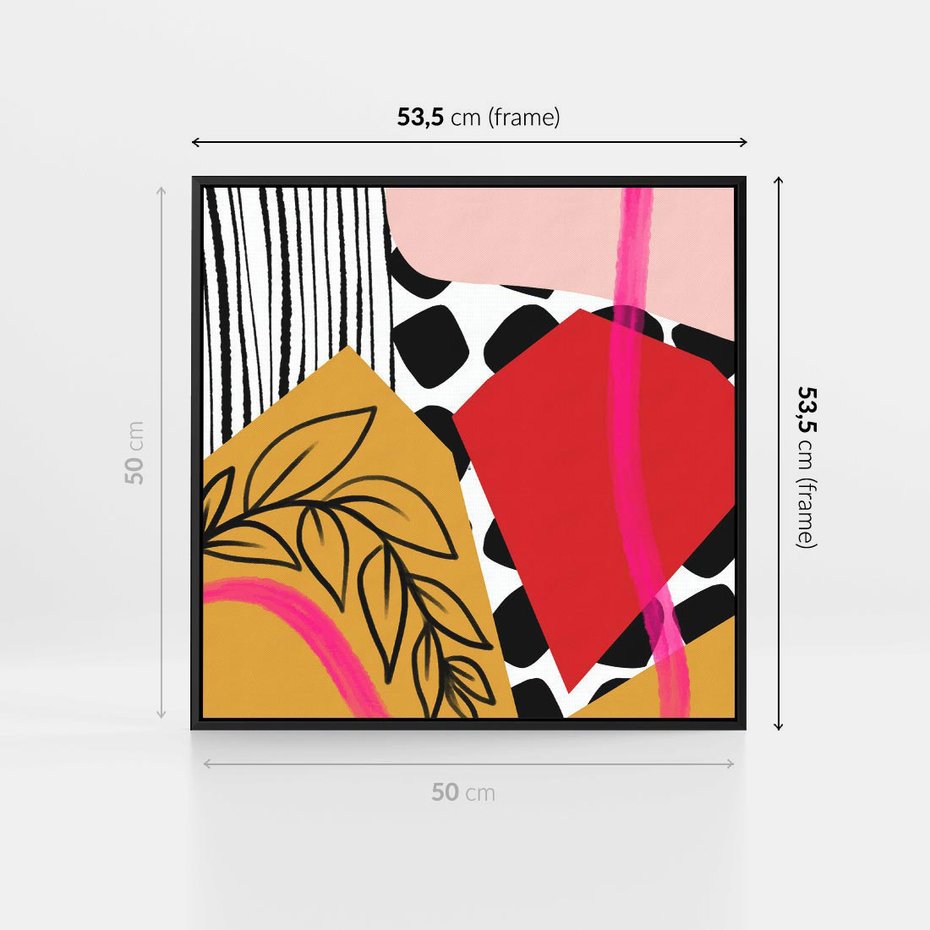 Obraz w ramie 50x50 - Wnętrza Form - abstrakcyjna kompozycja, różne tekstury - rama czarna