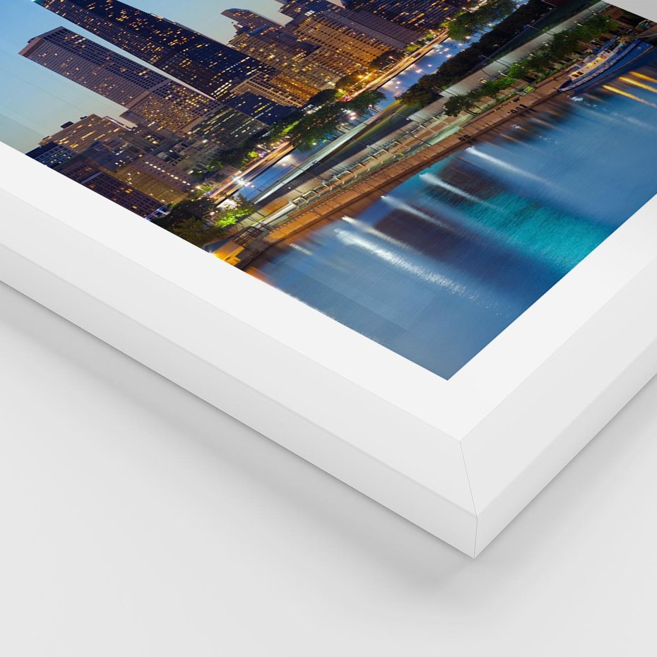 Plakat w ramie 40x50 - Miasto nad Rzeką - miasto, rzeka - rama biała