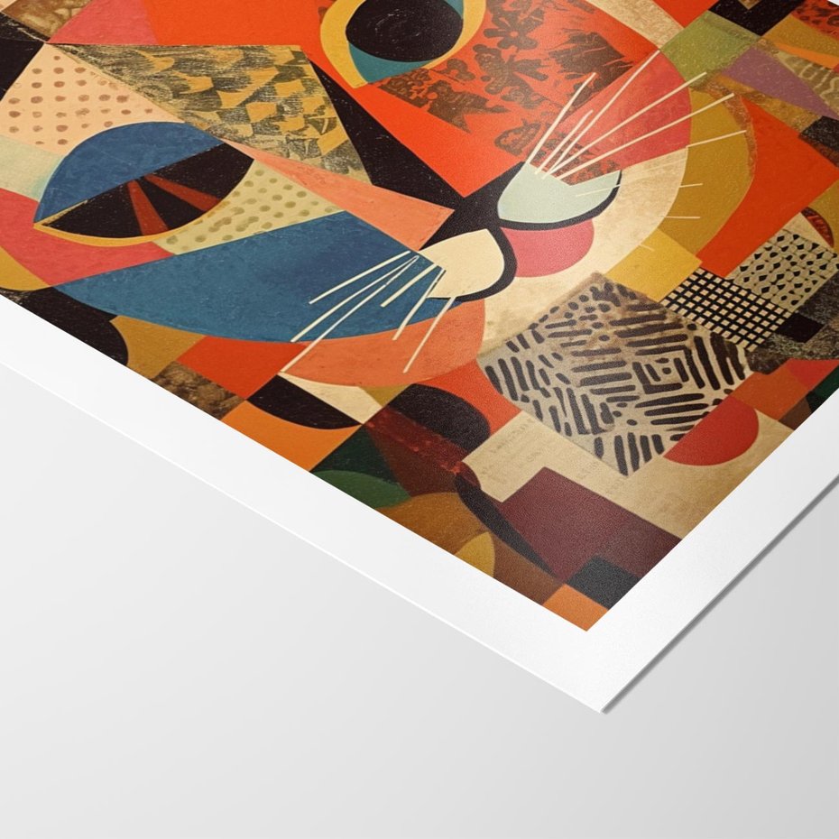 Plakat bez ramy 21x30 - Impresje Nieznanych Odniesień - abstrakcyjny obraz olejny, kot