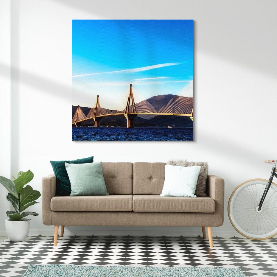 Obraz na płótnie 30x30 - Most nad rzeką - Architektura - most, rzeka