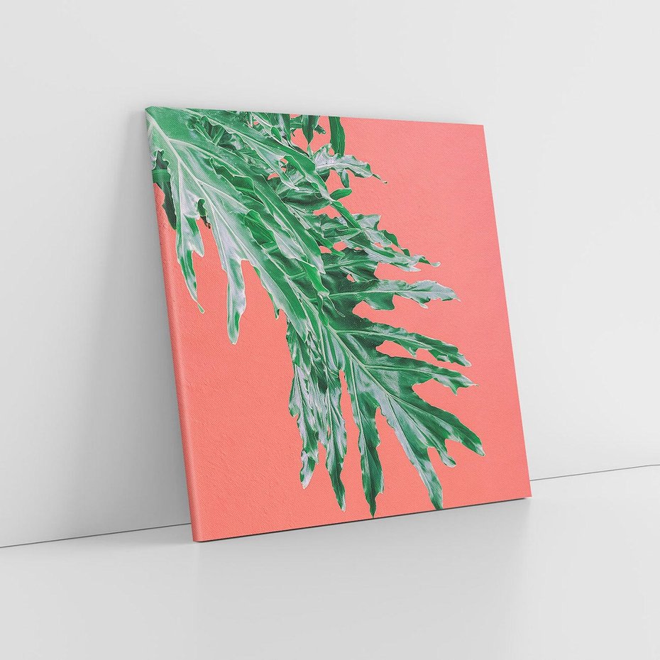 Obraz na płótnie 80x80 - Energetyczna Eksplozja Natury - liście, kolor