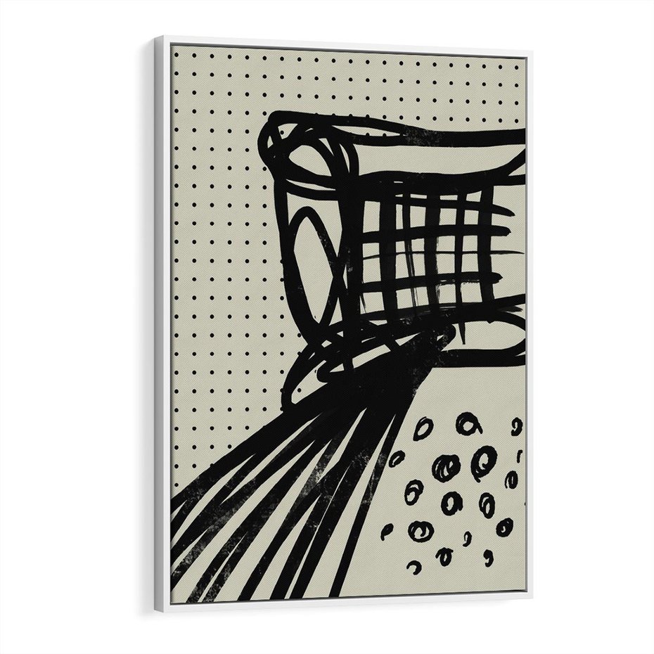 Obraz w ramie 70x100 - Złudne Kontemplacje - abstrakcyjna mroczna kompozycja, nieregularne - rama biała