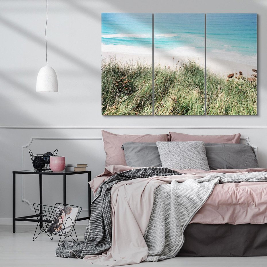 Obraz na płótnie 120x80 - Harmonia Natury - widok z wydm, wydmy porośnięte trawami