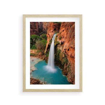 Plakat w ramie 40x50 - Wodospad wśród majestatycznych gór - wodospad, górski - rama drewno