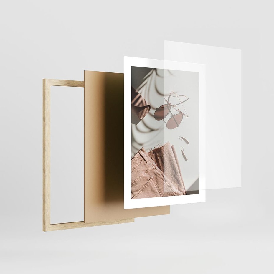 Plakat w ramie 30x40 - Urok Pudrowego Różu - zdjęcie, moda - rama drewno