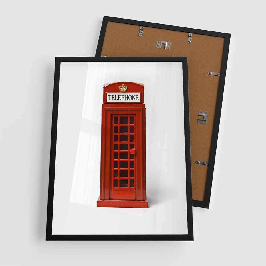 Plakat w ramie 50x70 - Ikona Londynu - Londyn, budka - rama czarna