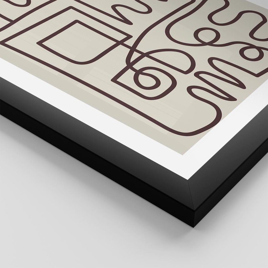 Plakat w ramie 50x70 - Etniczna Abstrakcja - nowoczesna boho grafika, abstrakcja - rama czarna