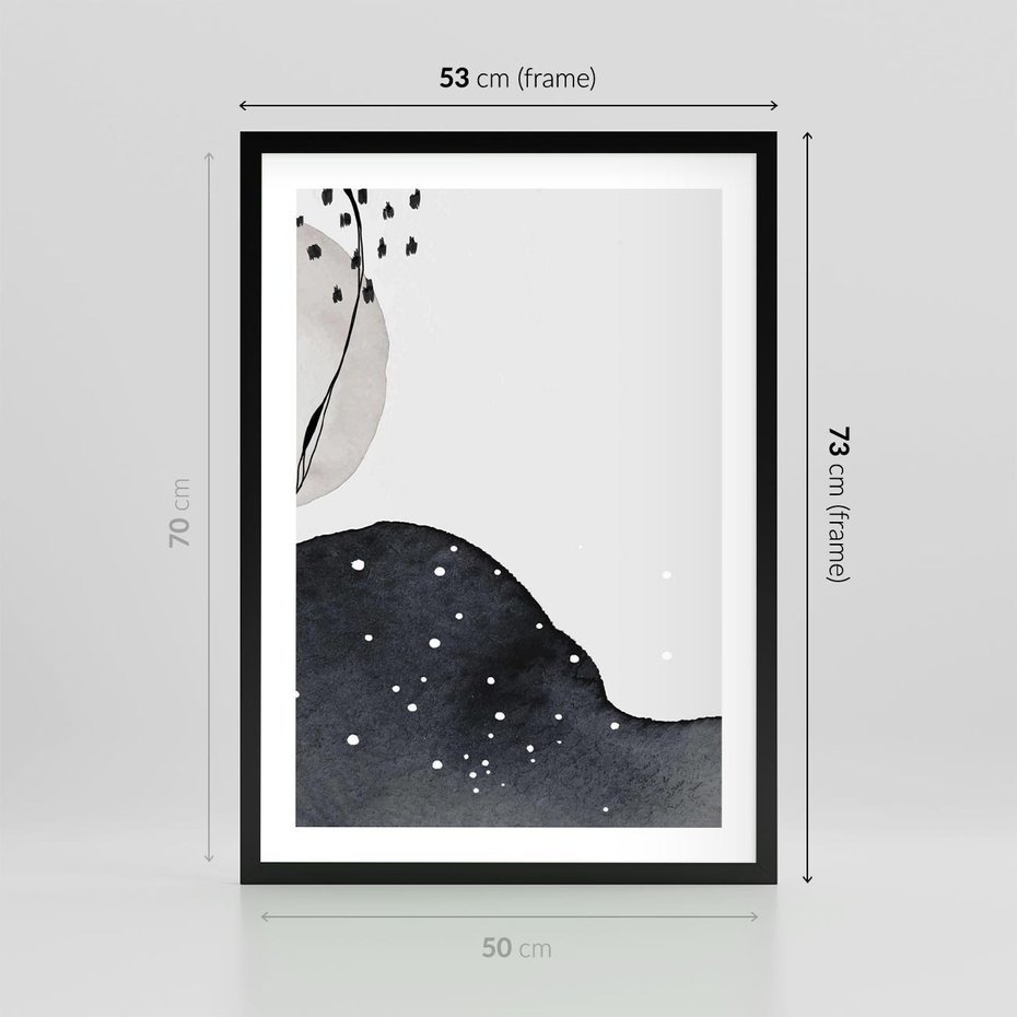Plakat w ramie 50x70 - Szara Abstrakcja - abstrakcja, akwarela - rama czarna