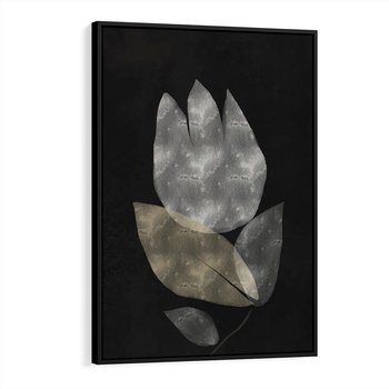 Obraz w ramie 70x100 - Nocne Uniesienia - abstrakcyjny kwiat, mroczna atmosfera - rama czarna