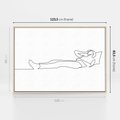 Obraz w ramie 120x80 - Postać na Łóżku - one line art, szkic - rama drewno