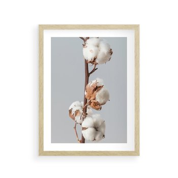 Plakat w ramie 30x40 - Bawełniana boho miękkość - bawełna, boho - rama drewno