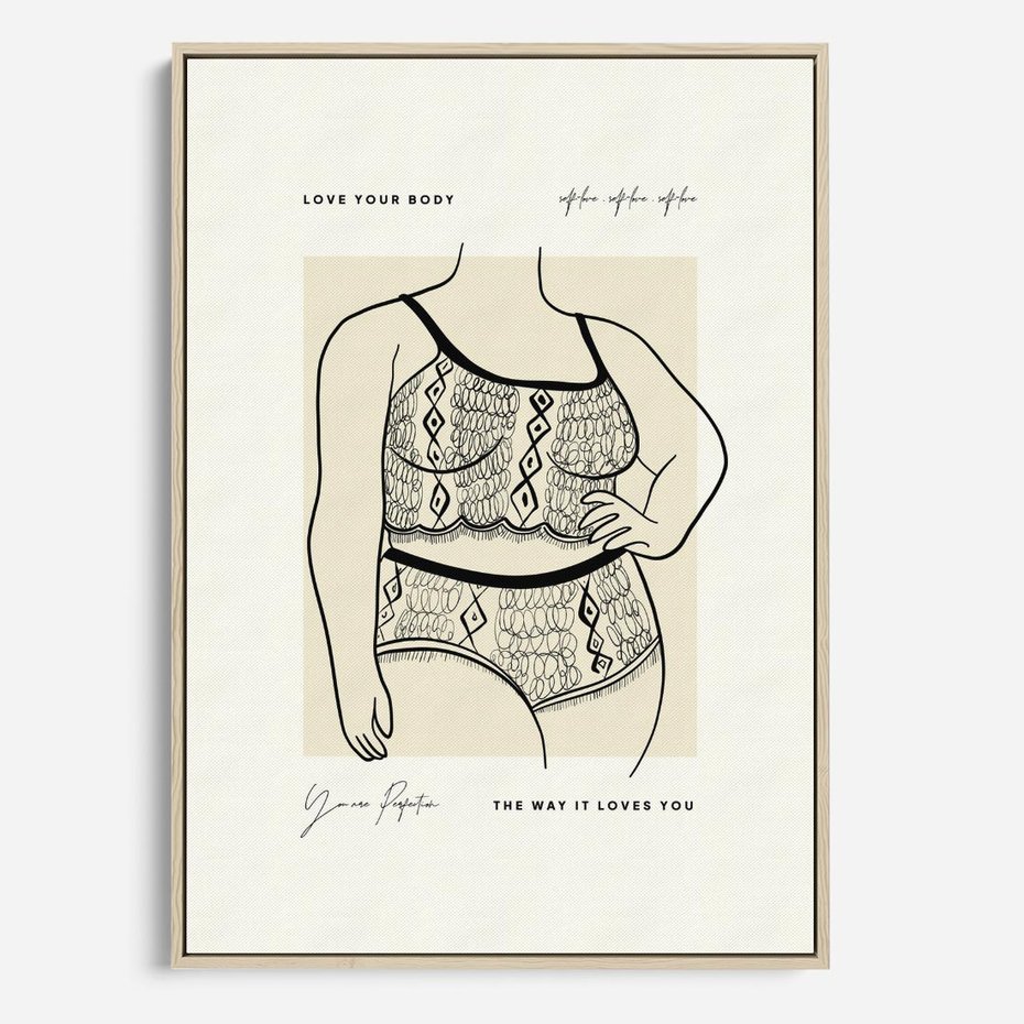 Obraz w ramie 50x70 - Spojrzenia Wewnętrznych Widoków - nowoczesna sztuka kobieca, plakat - rama drewno