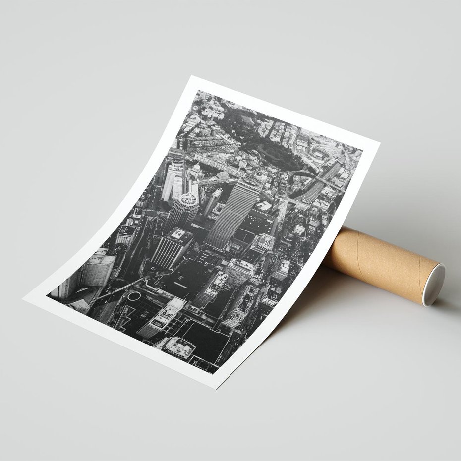 Plakat bez ramy 21x30 - Kontrastujące miasto - miasto, biało